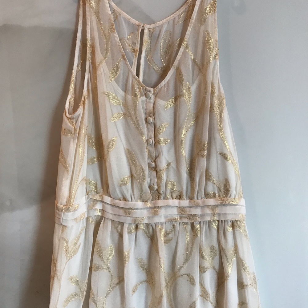 Peplum ivory and gold tank blouse